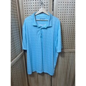 Bermuda Sands Mens 2XL Light Blue Wave Print Bear Creek GC Golf Polo Shirt
